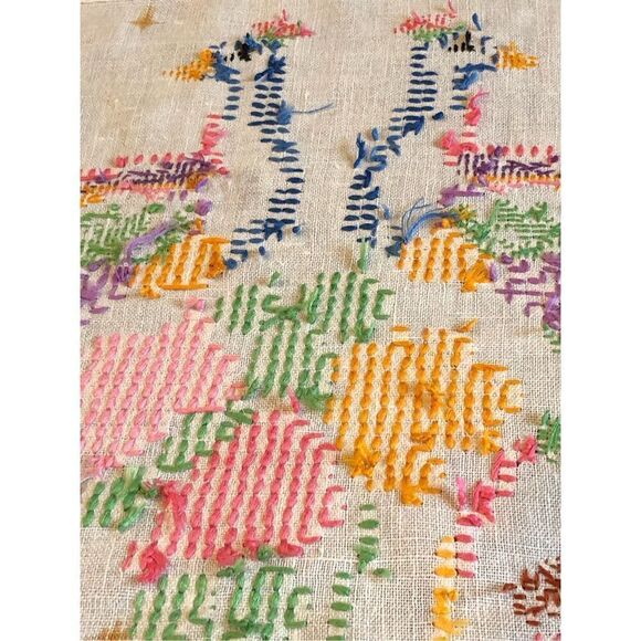 Vintage Peacock Embroidered Tapestry Art Cloth Panel - Picture 10 of 16